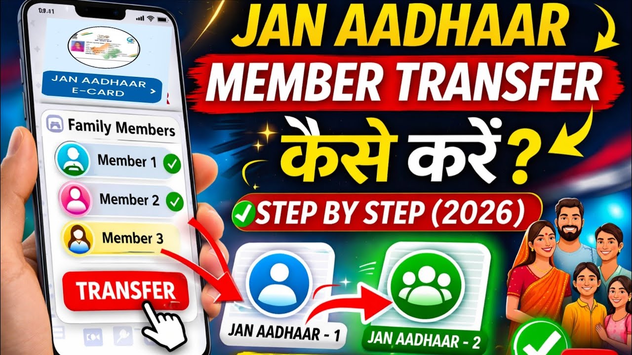 Jan Aadhaar Me Family Member Transfer Kaise Kare?  Ek Jan Aadhaar se Dusre me Transfer  kaise kre