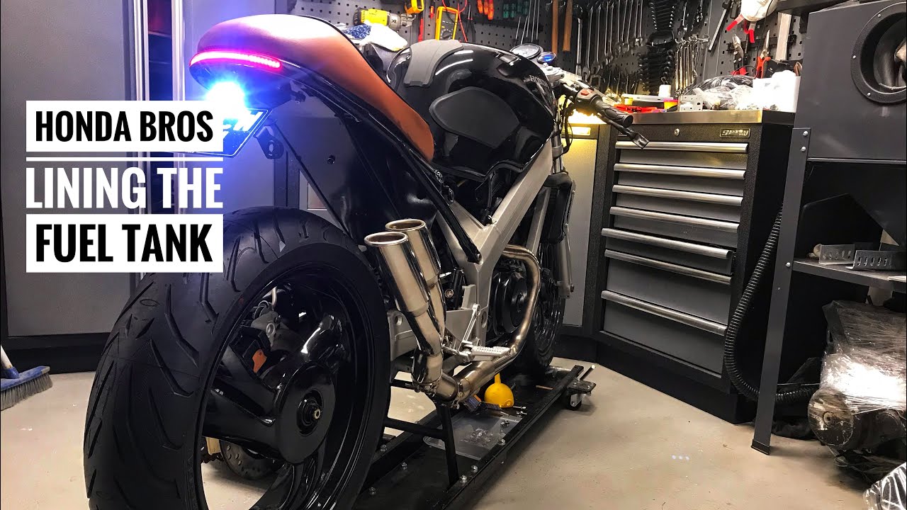 Honda Bros NT400 Restoration Project Part 39 Lining the tank