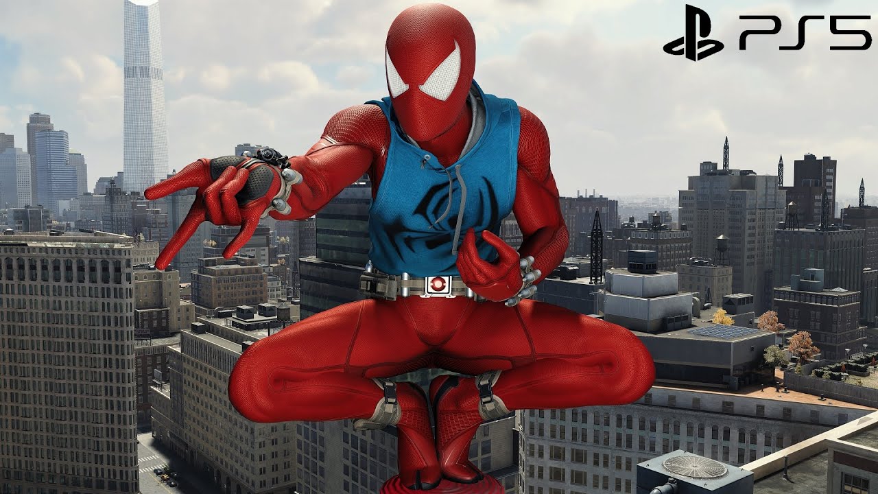 Spider-Man Remastered PS5 - Scarlet Spider Suit Free Roam Gameplay (4K 60FPS Performance RT)