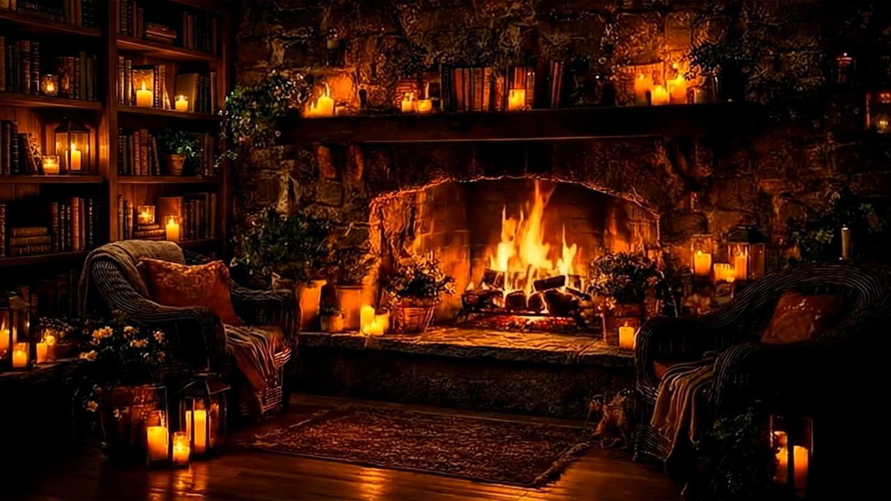Quiet Night by the Fireplace 🌙🔥 Deep Crackling Fire Sounds for Overthinking & Sleep