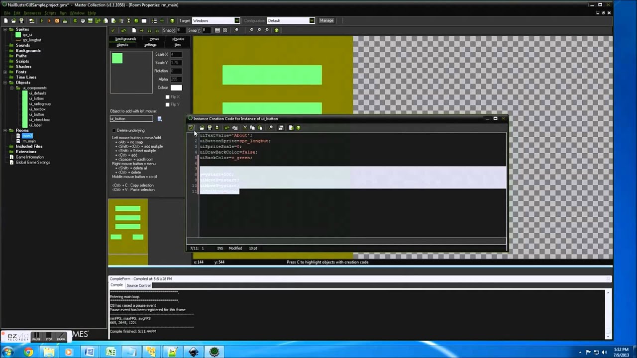 NailBuster GUI Components for GameMaker Sample Menu