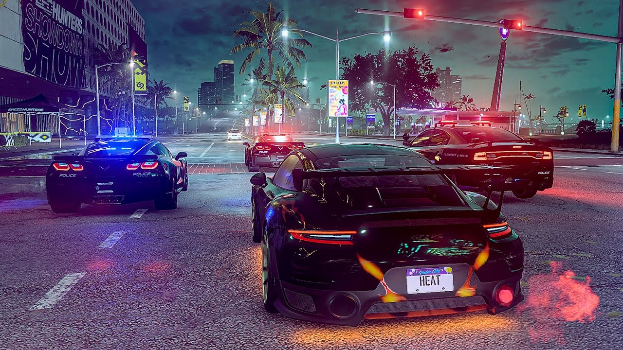 NFS HEAT - Porsche 911 GT2RS Heat Level 5 Police Chase (Hard Difficulty)