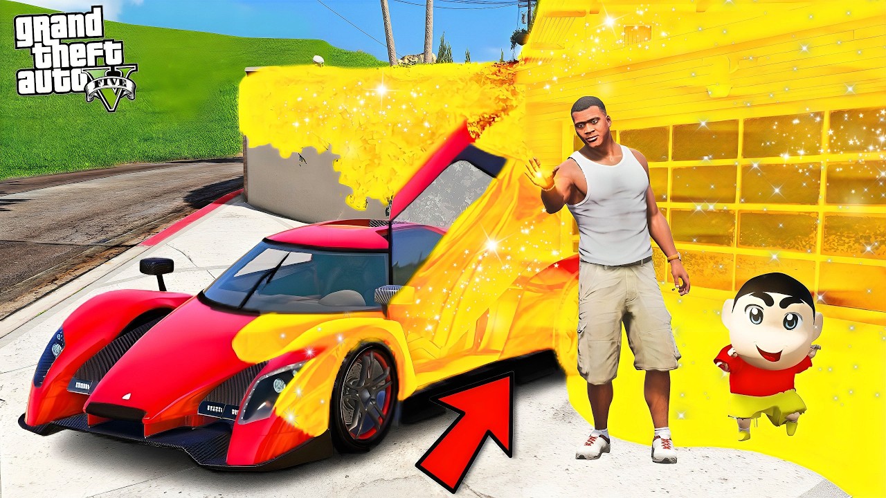 GTA V : Franklin Touch Anything Become Gold With Shinchan in GTA 5 | in Telugu