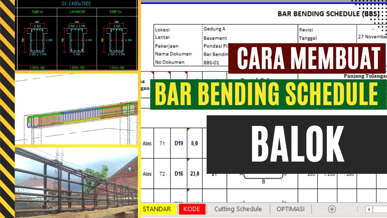 Cara Cepat & Mudah Membuat Bar Bending Schedule (BBS) Balok dengan Aplikasi Excel BBS