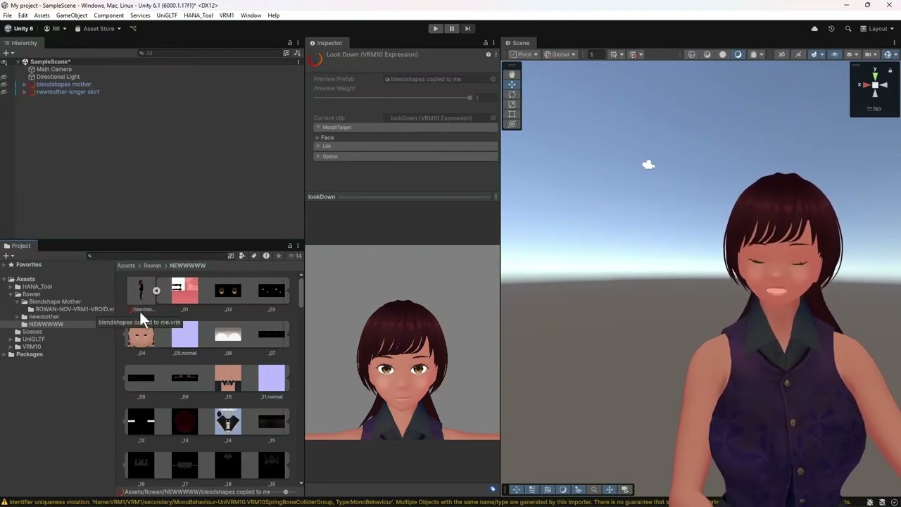 How to: copy blendshapes in Unity and make them permanent