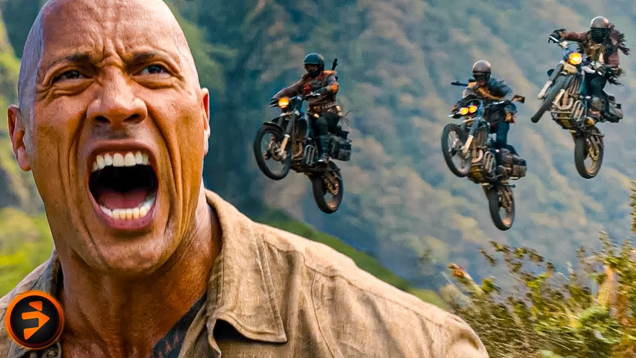 Dwayne Johnson’s Epic Motorcycle Jungle Chase | JUMANJI: WELCOME TO THE JUNGLE