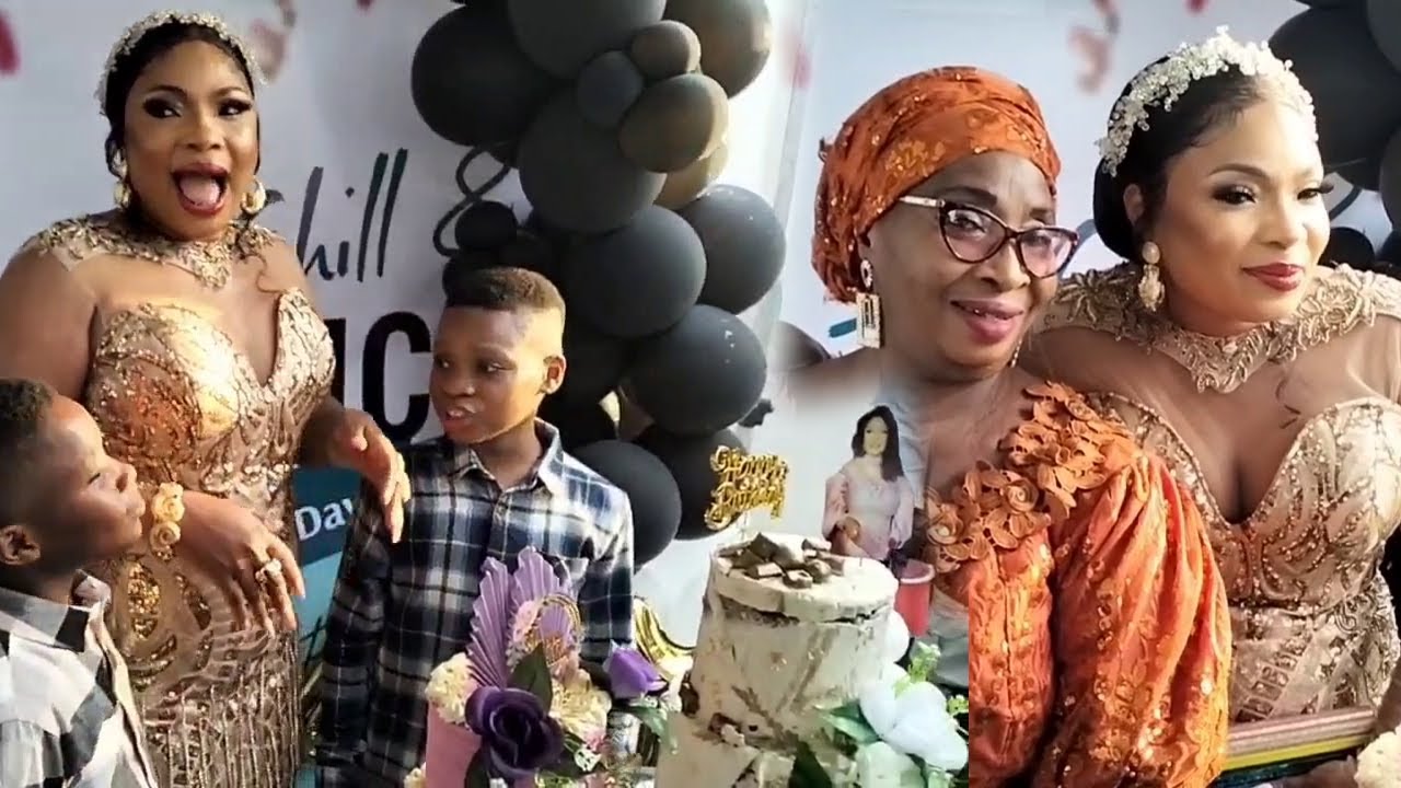 MOMENT LAIDE BAKARE CHILDREN CELEBRATE HER AT HER BIRTHDAY PARTY