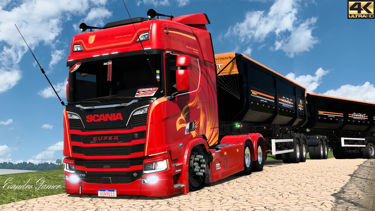 SCANIA SUPER R770 V8 Rodocaçamba AVANT TRANSPORTES GUERRA Ets2 V1.54
