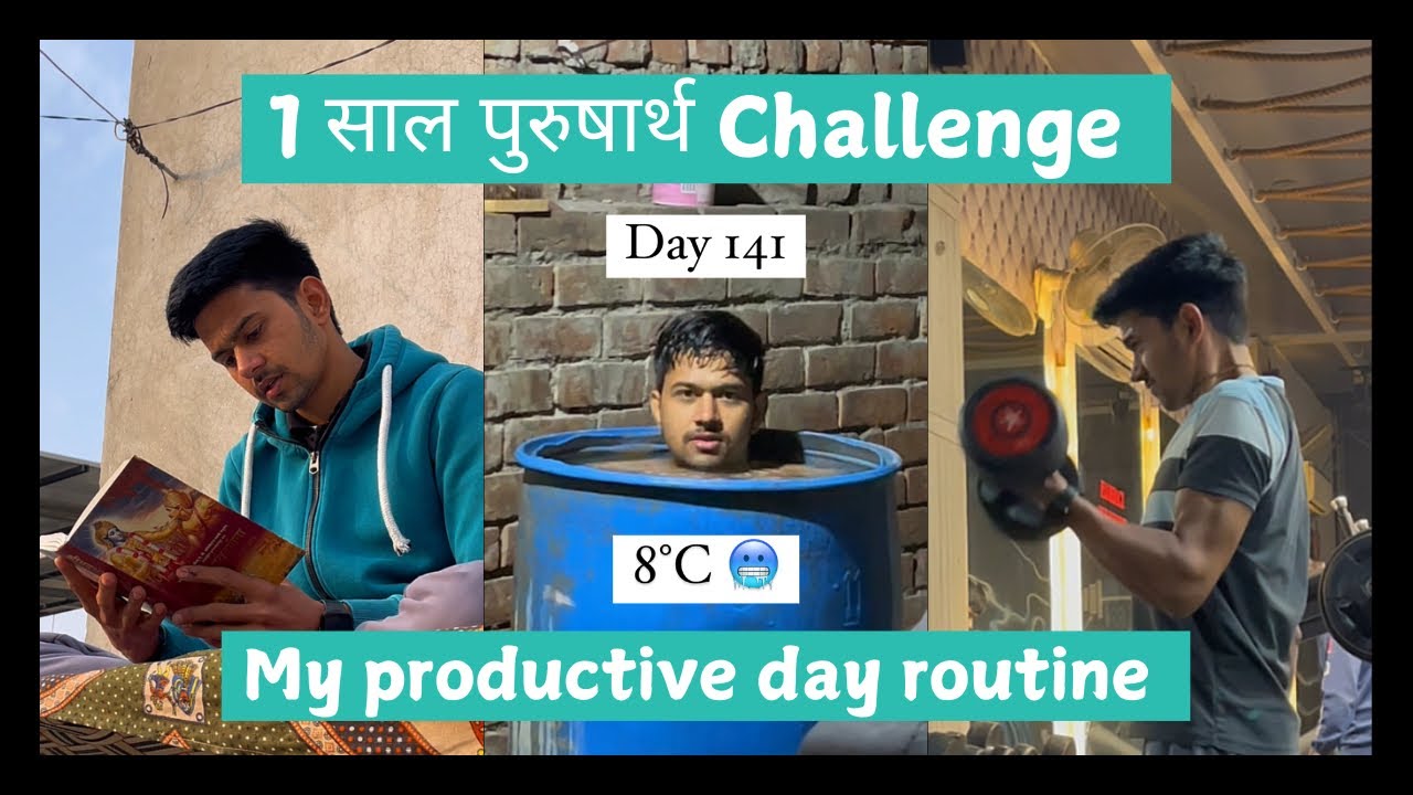 My Productive day routine in 1 year पुरुषार्थ Challenge 🧘‍♂️
