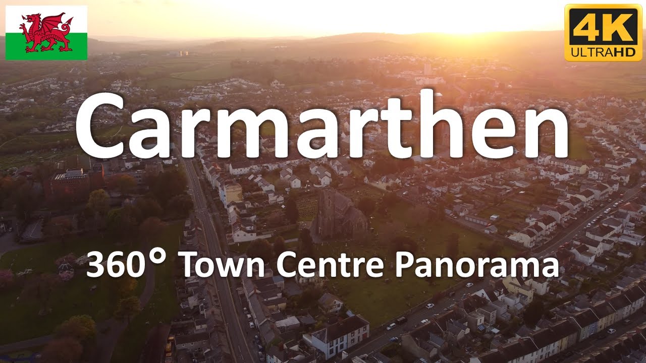 Carmarthen - Town Centre Panorama | Wales | UK - 4k 360°