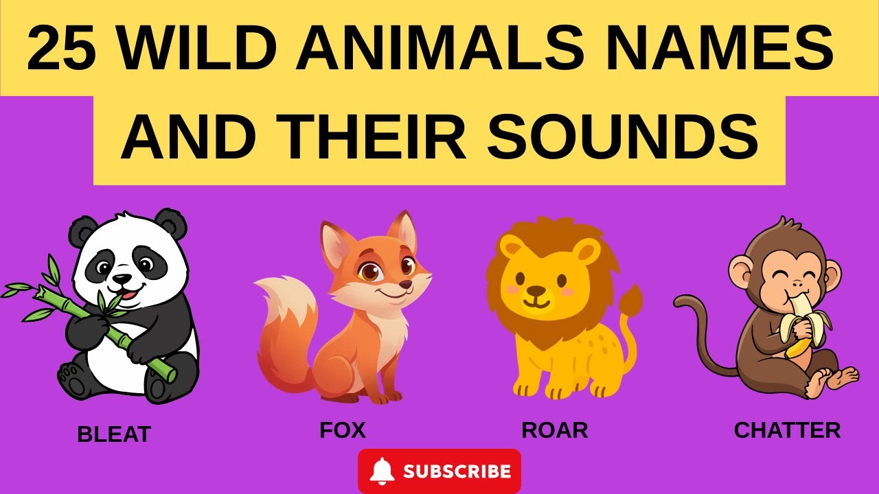 25 Wild Animals Name and Their Sounds 🦁🐘 | Animal Sounds for Kids | Learn Animals