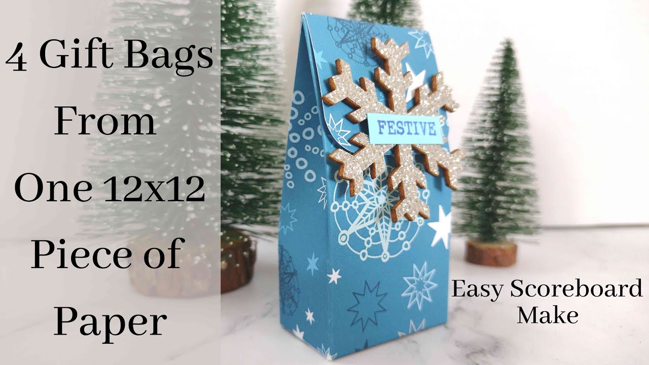 4 Cute Gift Bags from One 12x12 Paper | Scoreboard Project