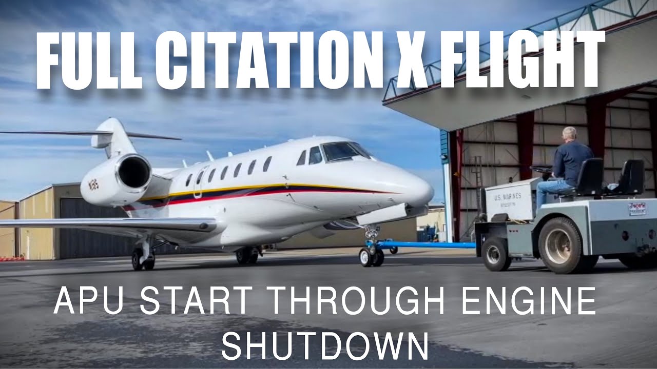 Полный полет Citation X с авиадиспетчерской службой — от запуска ВСУ до выключения двигателя #cit...