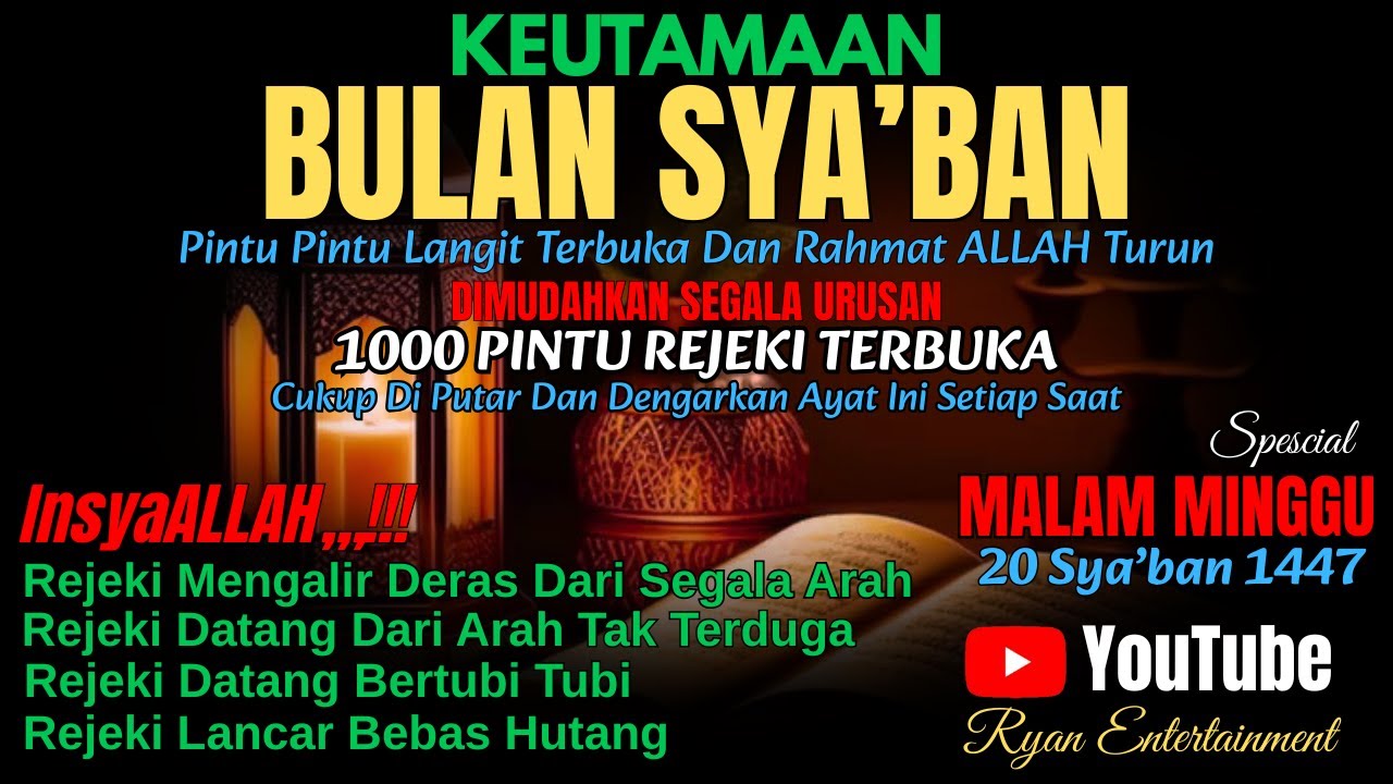 Keajaiban Malam Minggu Sya’ban, Putar Ayat Ini InsyaAllah Pintu Langit Terbuka dan Rezeki Datang