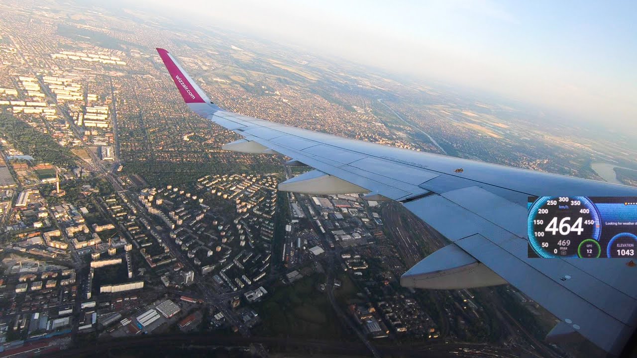 Take Off from Budapest, Hungary. Speed and Altitude Recording. Airbus A321NEO