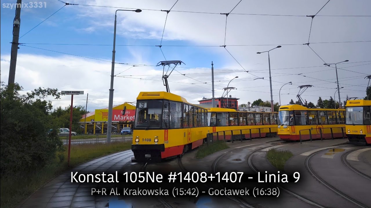 Linia 9 | Konstal 105Ne #1408+1407 - Tramwaje Warszawskie