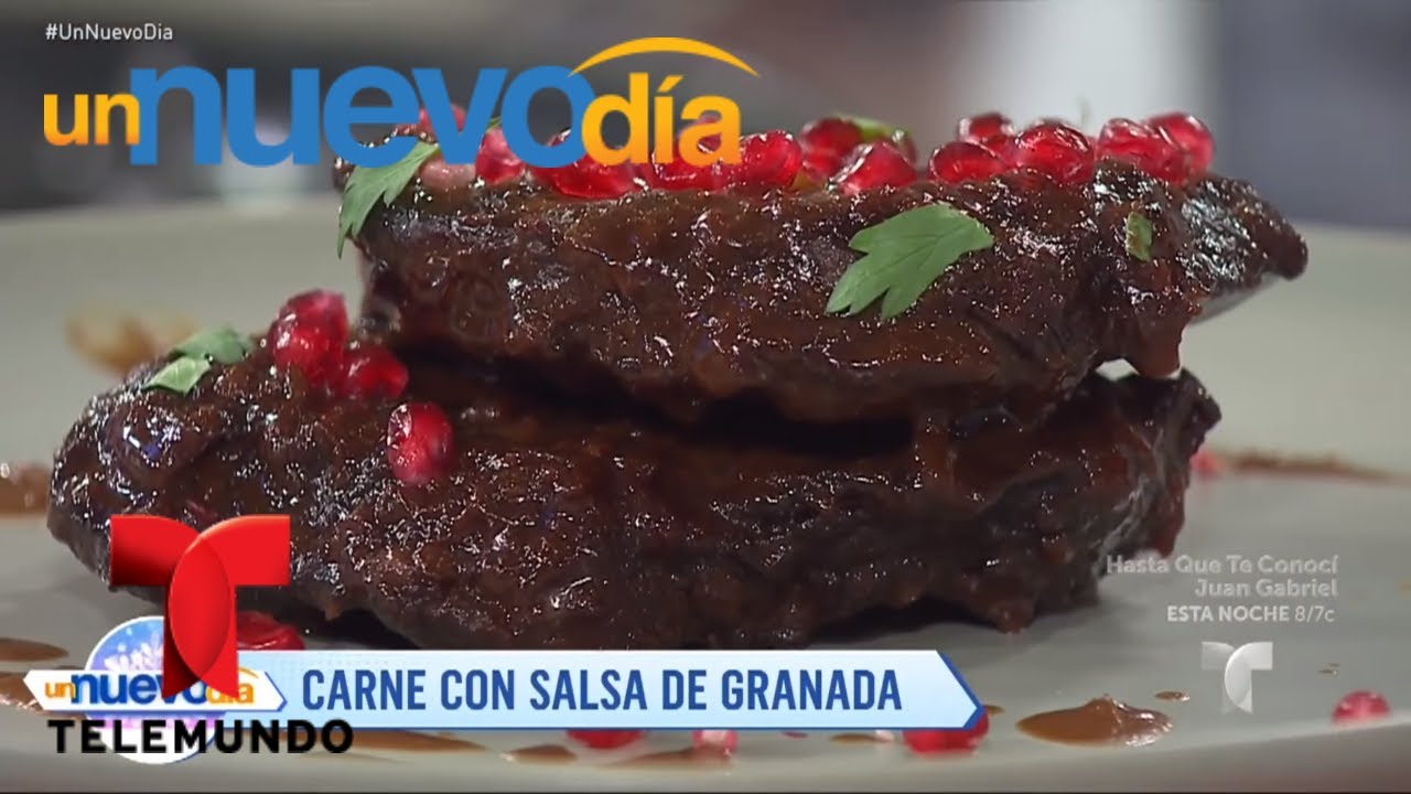 Recetas de cocina: Cómo hacer Carne con Salsa de Granada | Un Nuevo Día | Telemundo