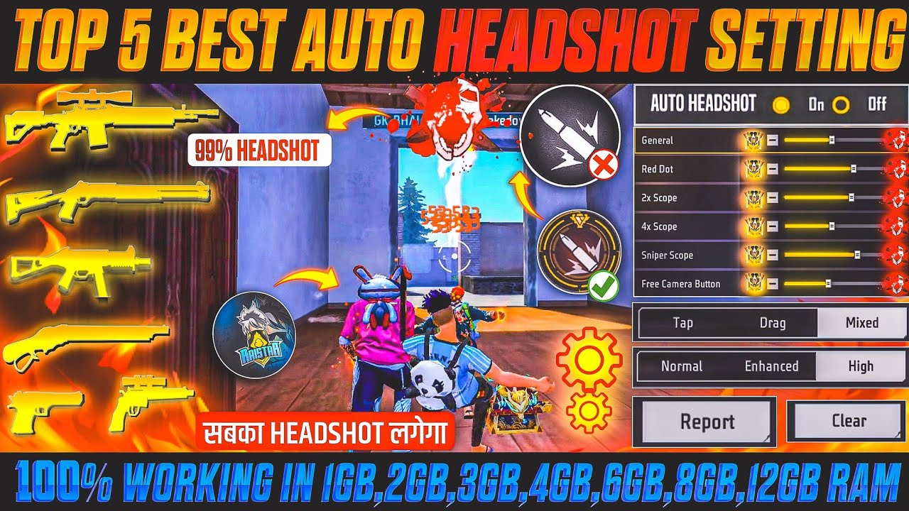 Free Fire Max Auto Headshot Trick 2026 Sensitivity Setting | 2gb, 4gb, 6gb Ram Headshot Sensitivity