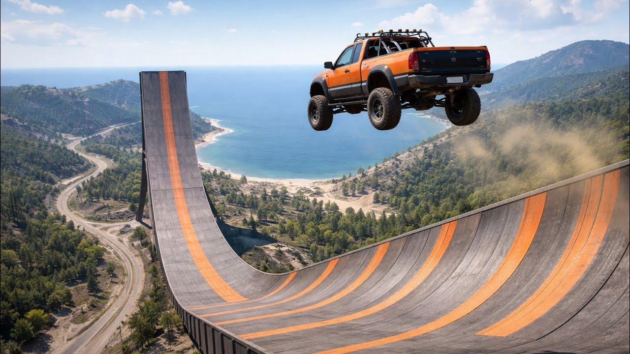 BeamNG drive  Saltando La Rampa de Carretera