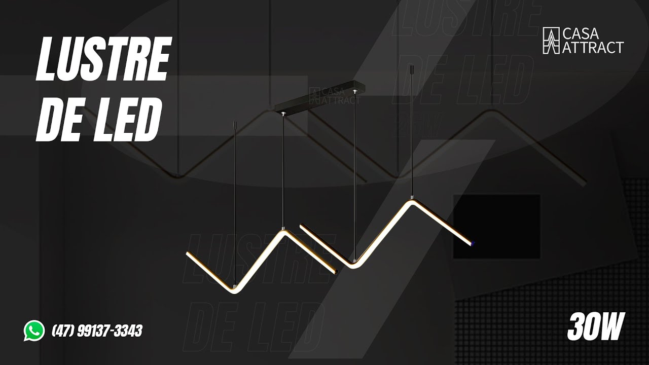 Lustre de LED Preto Pendente Moderno - 30W 90cm - 3 Tons de Branco + Controle Remoto