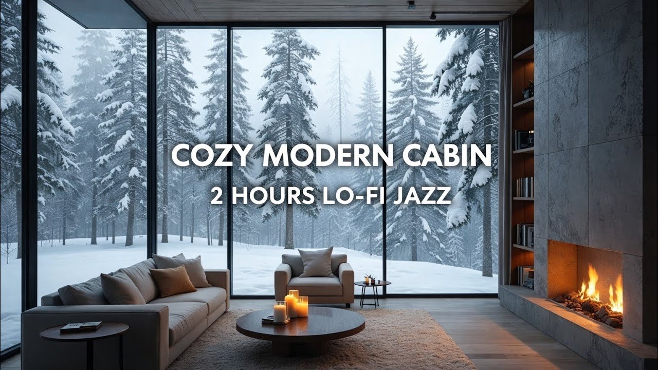 Cozy Modern Winter Cabin Lo-Fi Jazz ❄️ 2 Hours Relaxing Jazz Beats for Study, Work & Focus