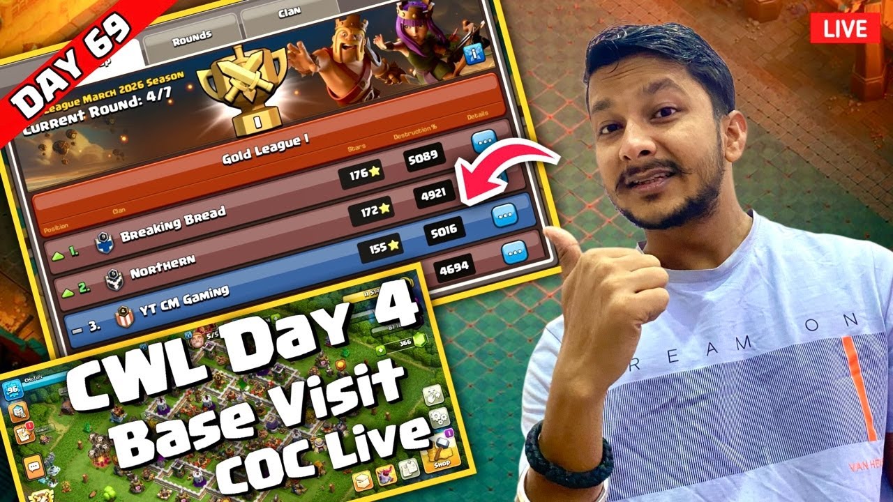 Day 69 Live | CWL Day 4🔥 Dragon Duke New Hero | TH18 Attack Strategy | Base Visit | COC Live