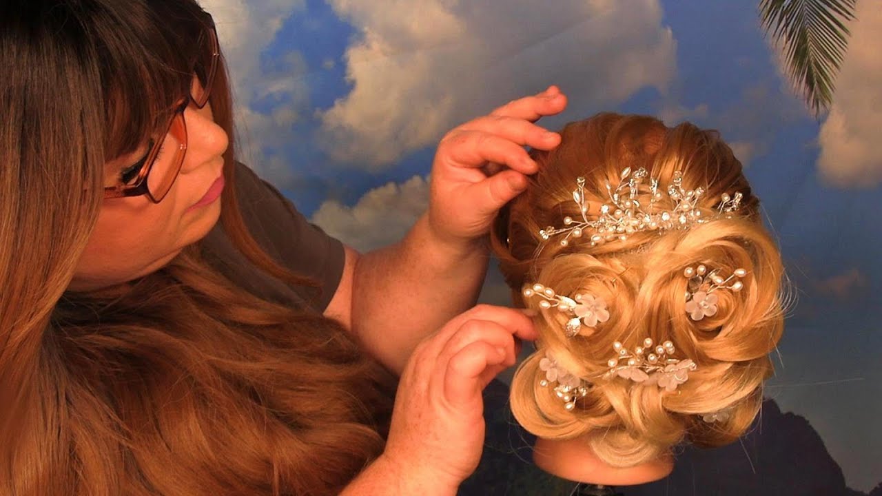 ASMR Bridal Hair Styling (Wedding Hair Accessories Fixing, Hair Clips, Spray Sounds) Hair Salon RP