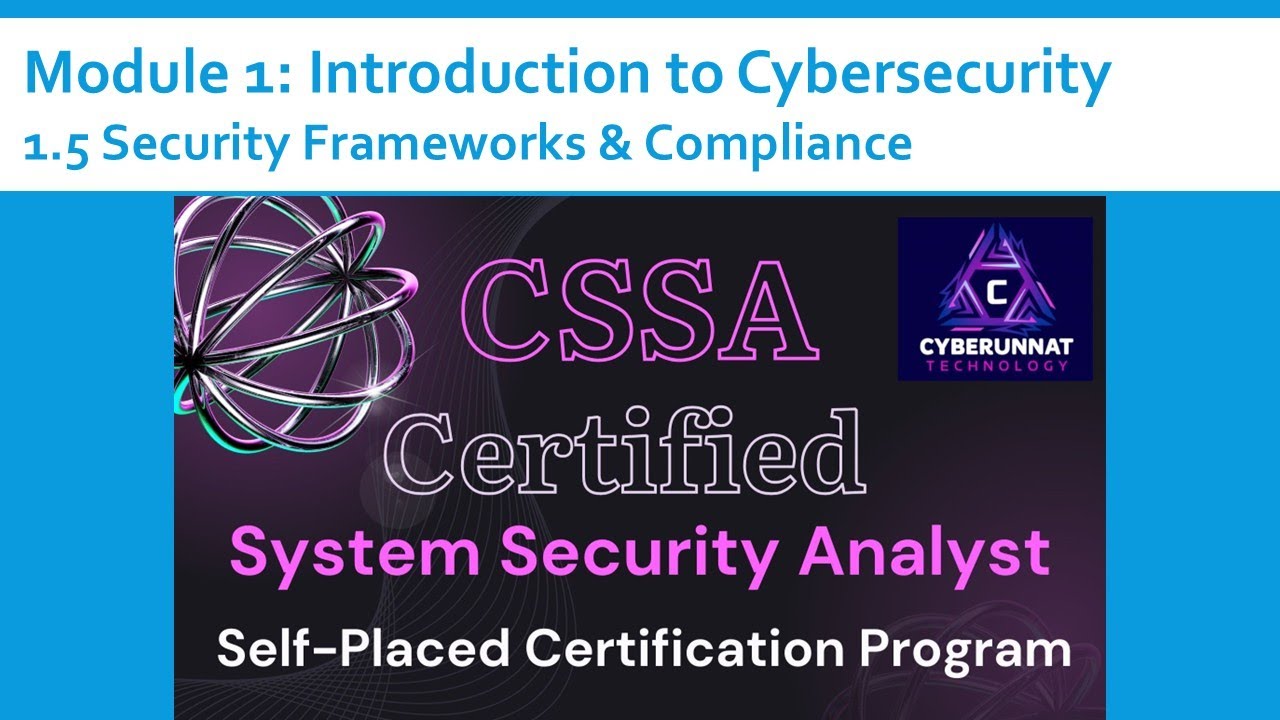 1.5 CSSA Security frameworks & compliance | CyberUnnat Academy | Official Course