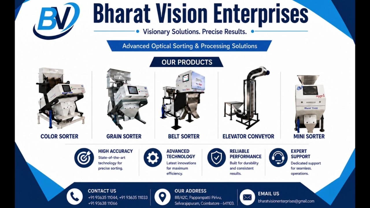 BHARAT VISION Make Boiled Rice Sorting Machine | +91 9363511088,44,33| Color Sorter| Coimbatore