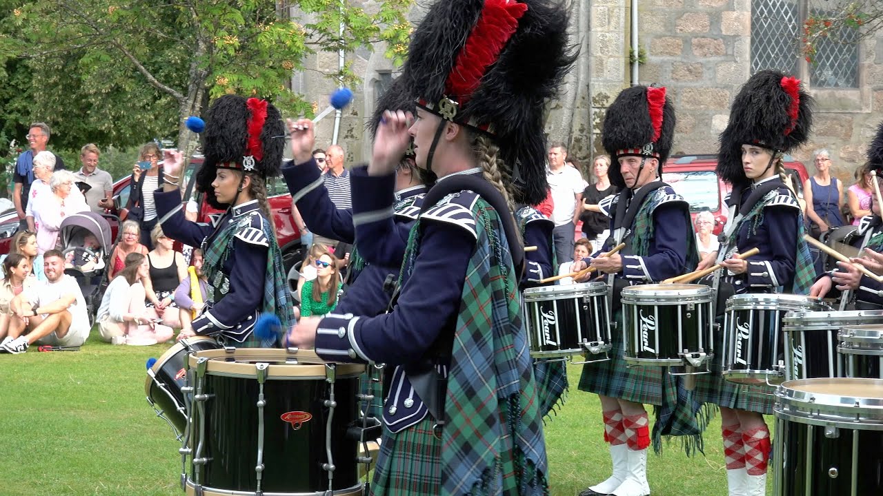 Ballater Pipe Band playing an Farewell to Gibraltar for Beating Retreat after 2023 Highland Games