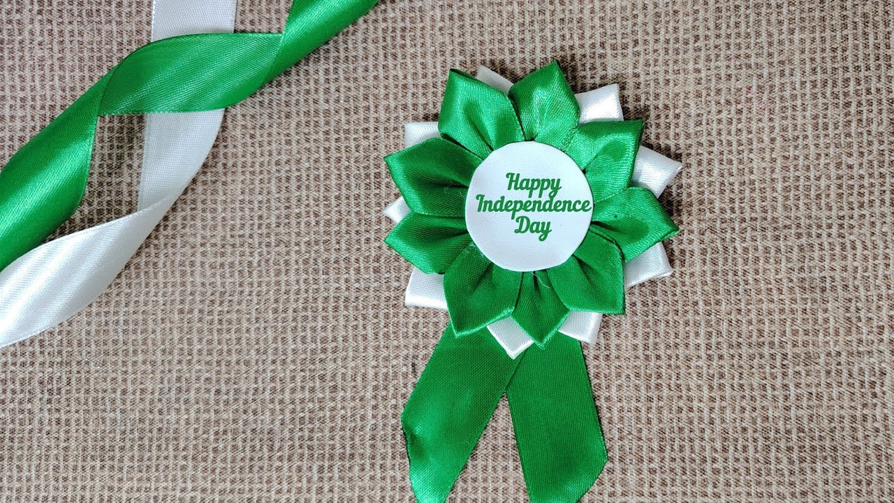 DIY satin ribbon badge for Independence day 🇵🇰 | 14 August crafts ideas