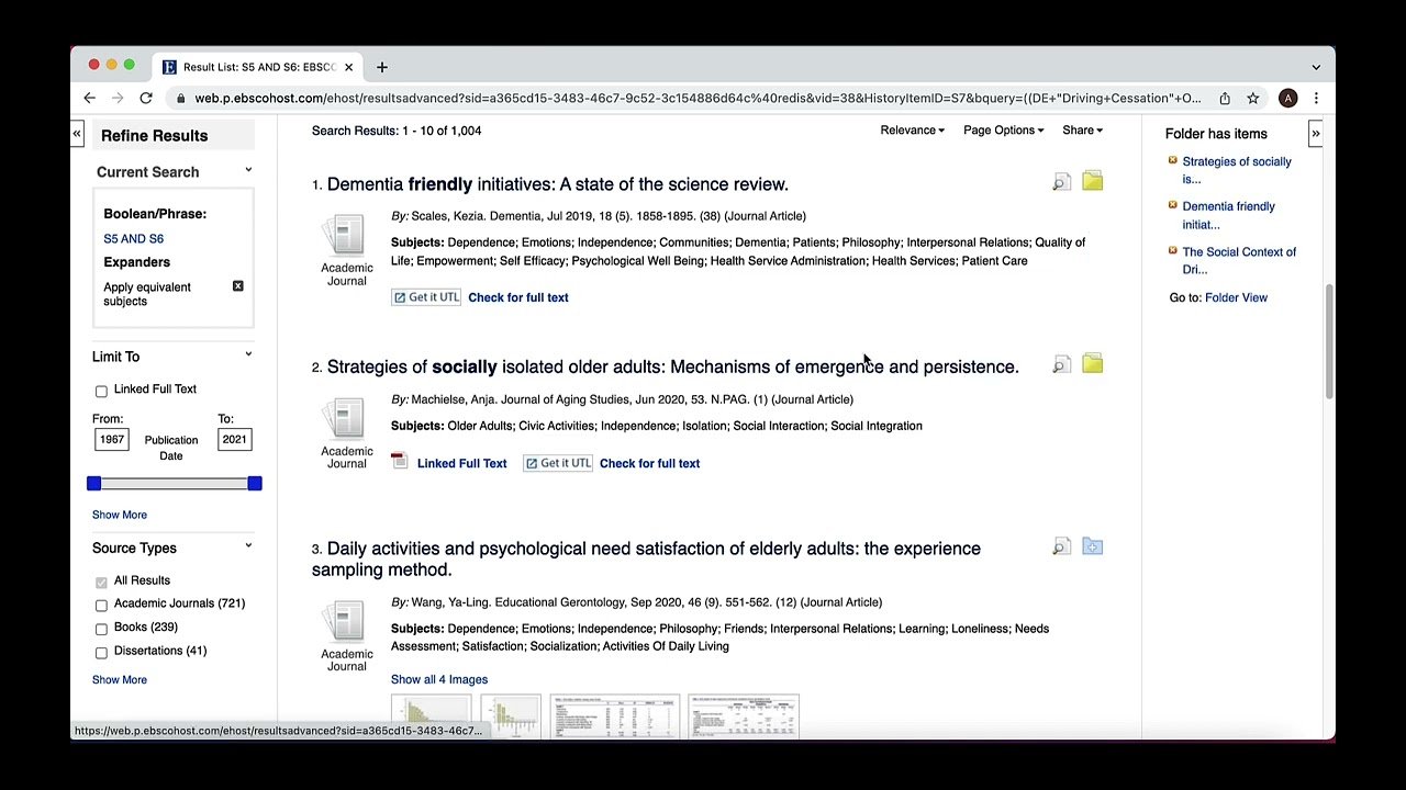Ageline on EBSCO 6 - Saving and exporting