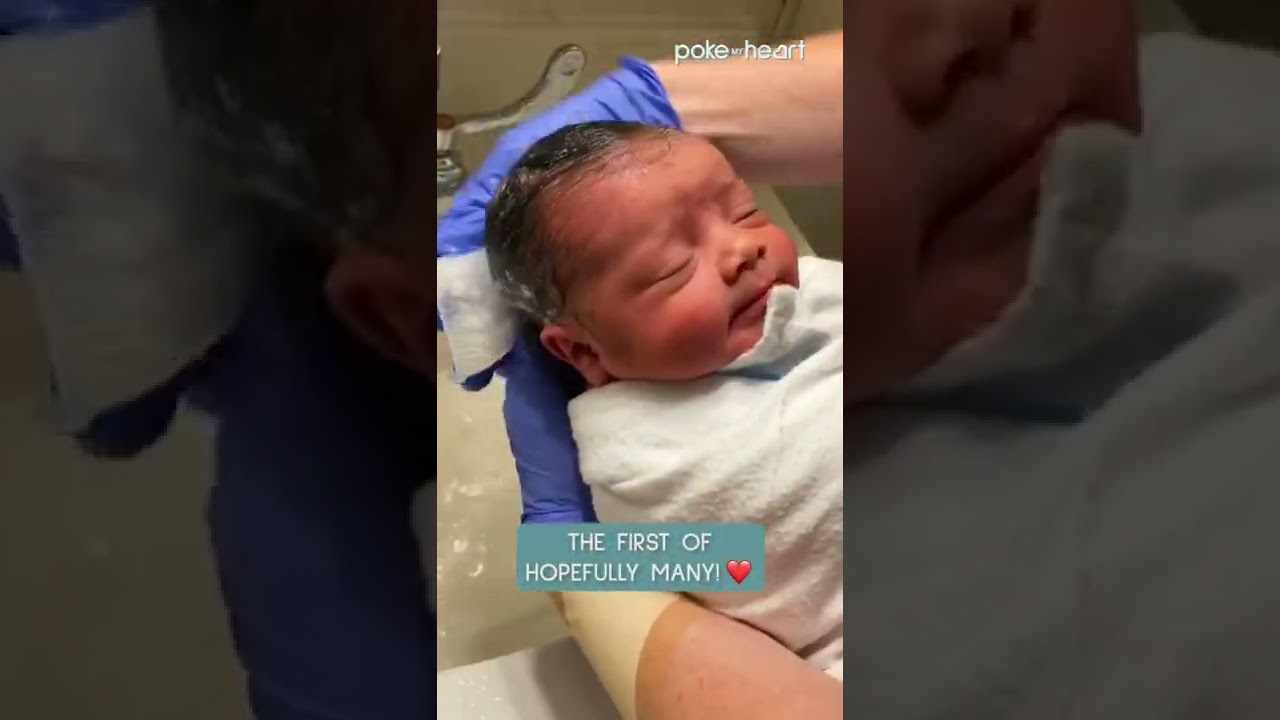 Newborn Gets Hair Shampooed by Nurse | Shorts