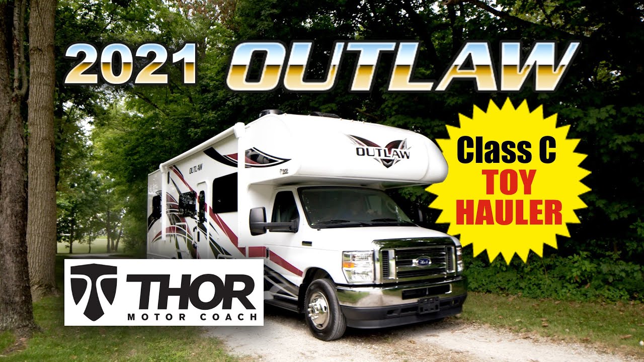 MAXIMUM FUN! 2021 Thor Outlaw Class C Toy Hauler Motorhome.