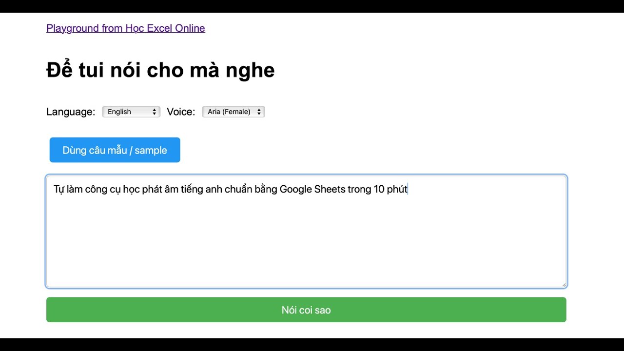 Tự làm công cụ học phát âm tiếng anh chuẩn bằng Google Sheets trong 10 phút