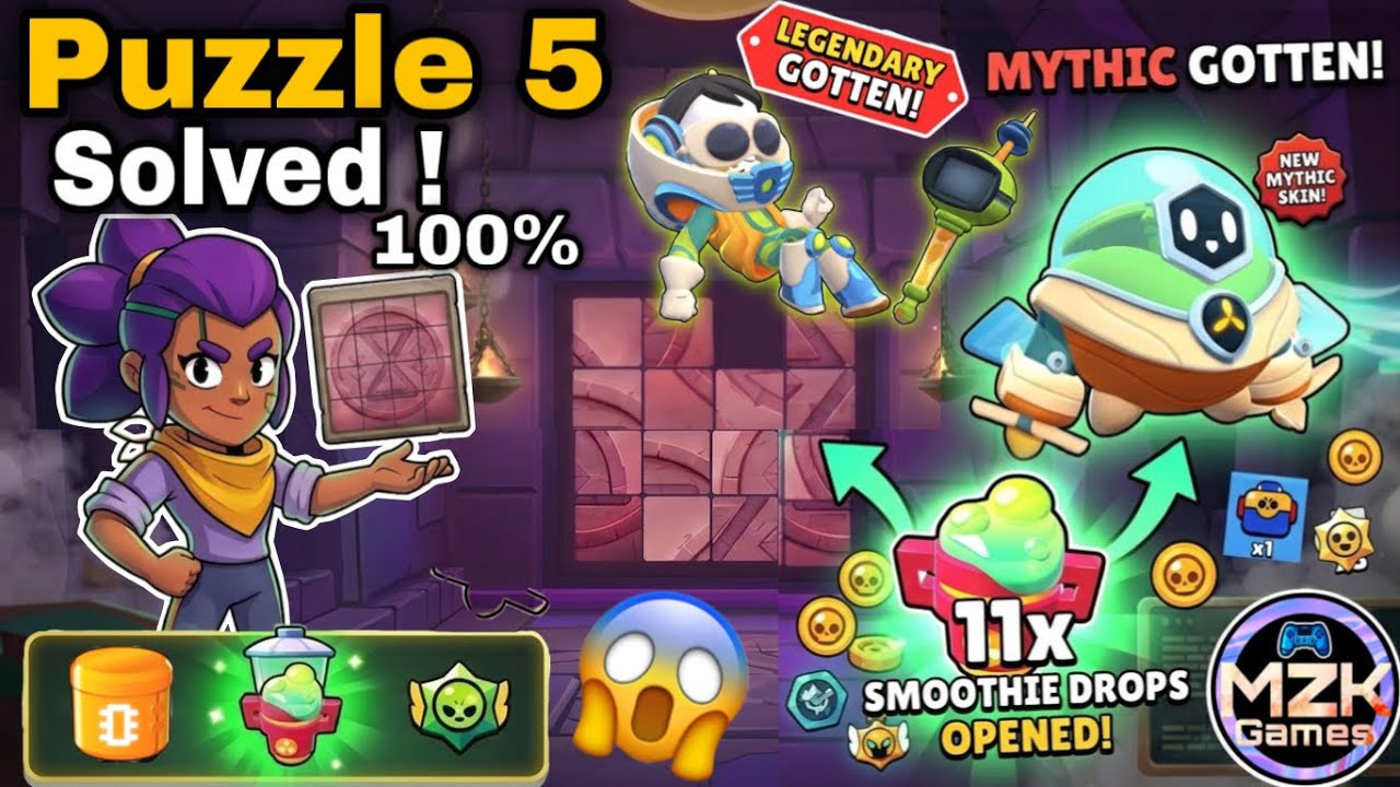 Brawl Stars: Escape Pyramid Quest Puzzle 5 Solved & plus 11 Smoothie Drops Opening Got 2 NEW SKINS! 