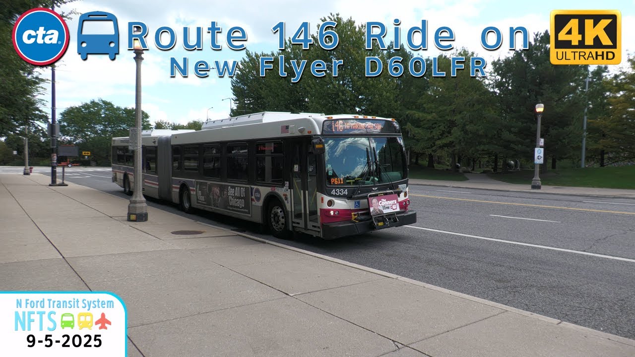 ⁴ᴷ⁶⁰ CTA Transit Bus Ride - New Flyer D60LFR Route 146 #4334