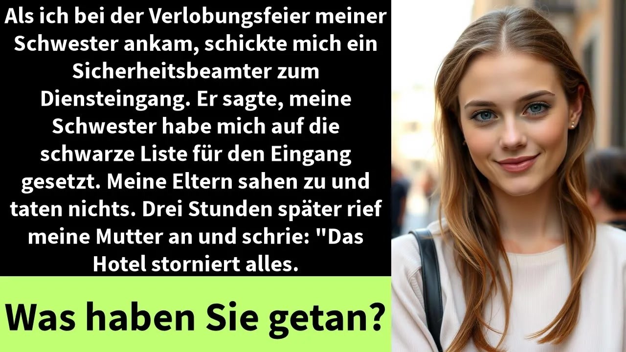 Als ich bei der Verlobungsfeier meiner Schwester ankam, schickte mich ein Sicherheitsbeamter zum...