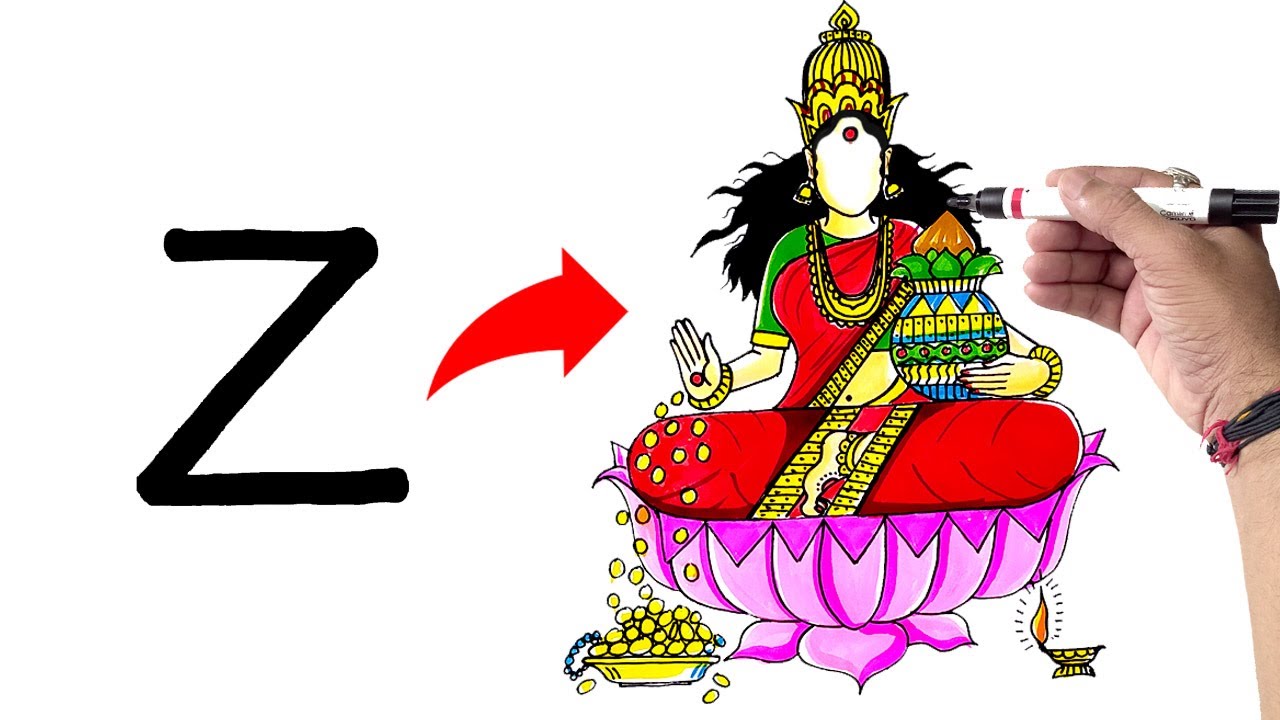 Lakshmi puja drawing -  Z से लक्ष्मी जी चित्र अबतक का सबसे आसान तरीका ढूंढ निकला आपके लिए | Lakshmi