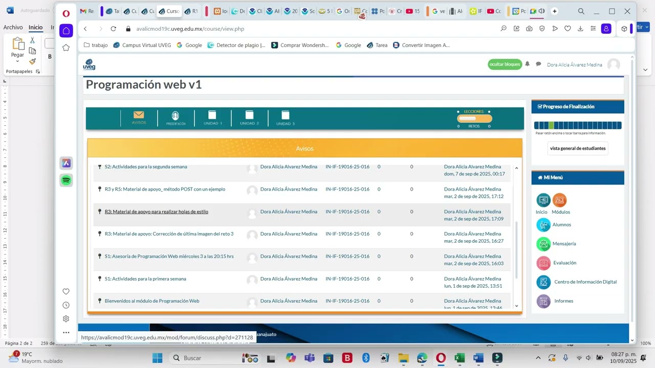 Asesoría  programación web  10 sep