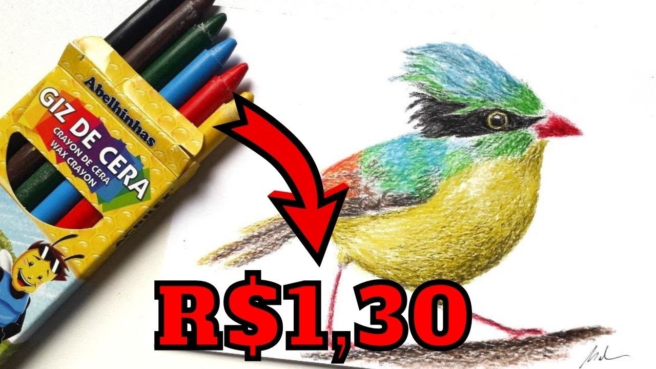 DESENHANDO com os MATERIAIS mais BARATOS que eu encontrei – Giz de Cera Escolar – Desenho | Pintura