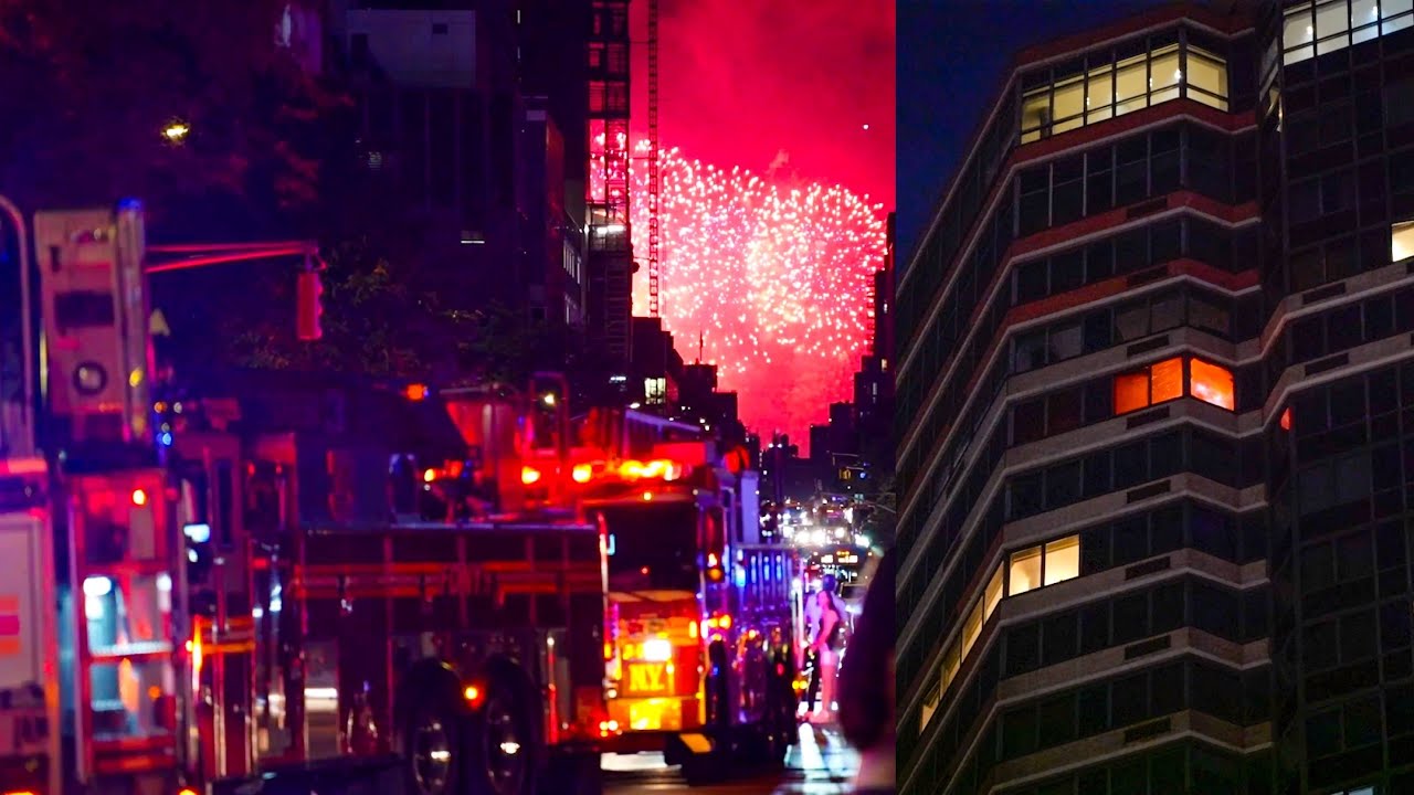 **MAJOR 4th of July HIGH-RISE FIRE** FDNY Battles 40th Floor FIRE During Fireworks Show [Box 730]