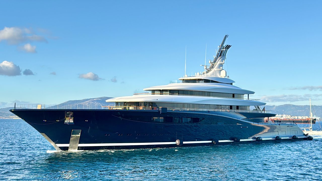 Breakthrough — 118.8m Hybrid Feadship-Built Superyacht Docking in Gibraltar