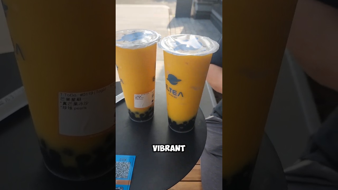 Mango bubble tea with Pearls on the cheap in Vancouver BC Canada #mangobubbletea #bubbletea