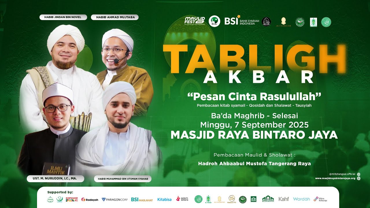 LIVE  Tabligh Akbar Maulid Fest 2025 | Habib Jindan | Habib Mujtaba | Ust. Nuruddin | MRBJ TV