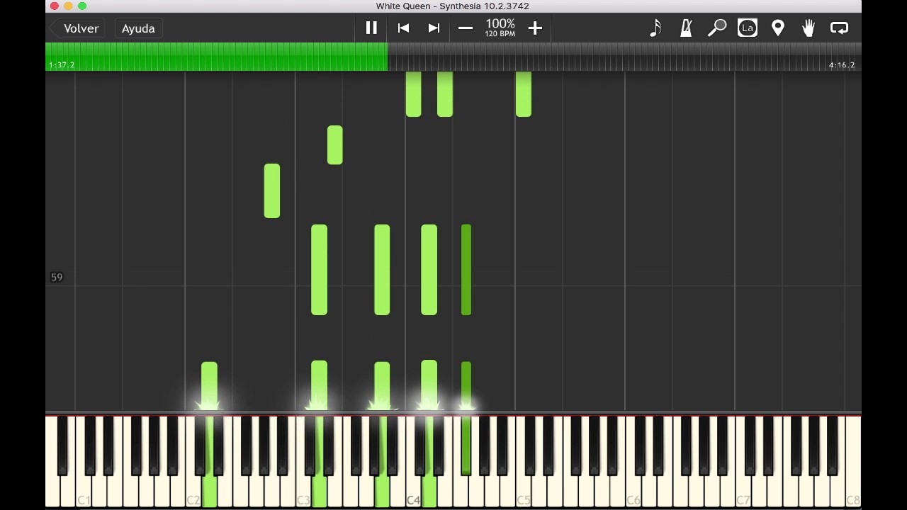 White Queen (as it began) - Synthesia RBO piano version