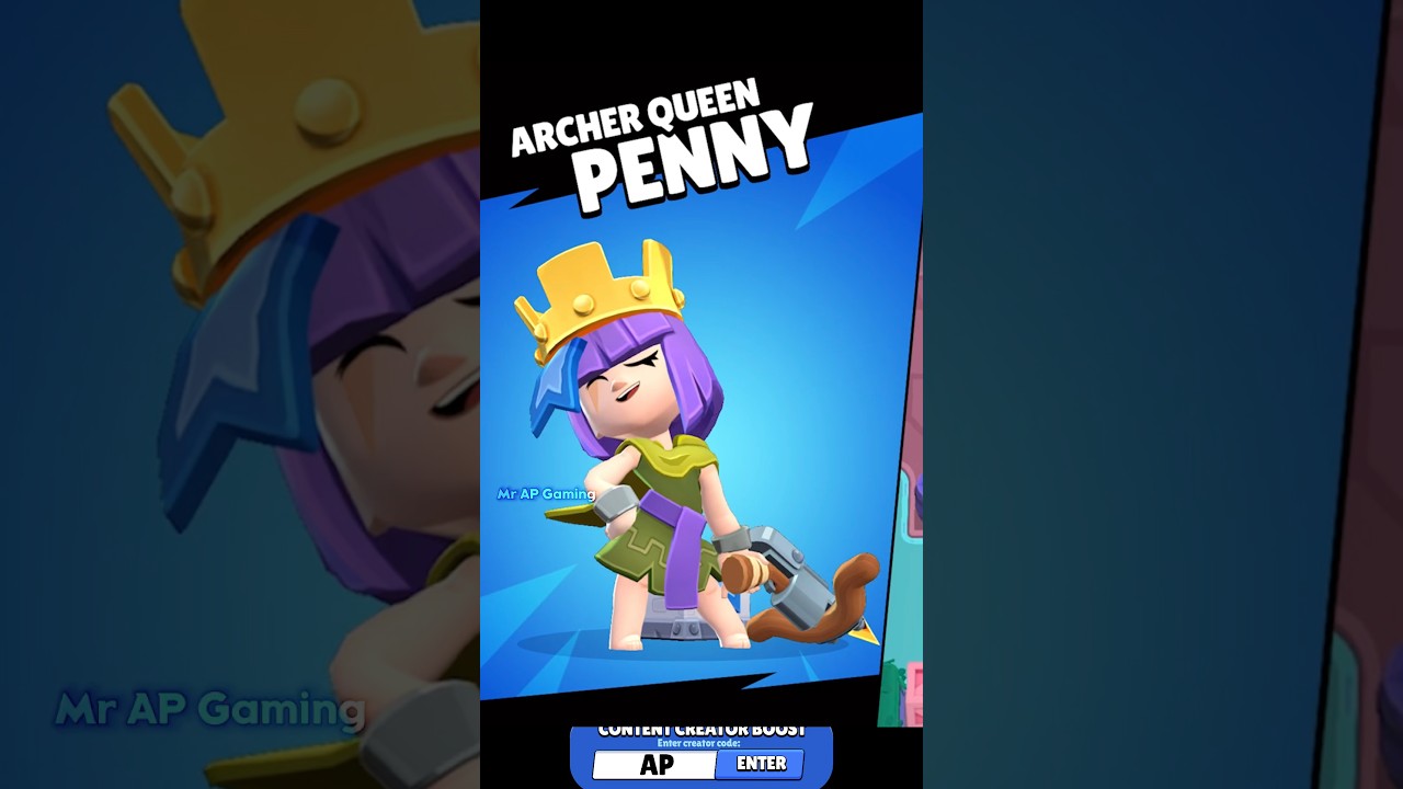 New I&rsquo;D Supercell Skin🤩🙏 Brawl Stars #shorts #brawlstars #brawlstarsshorts (Archer Queen Penny)