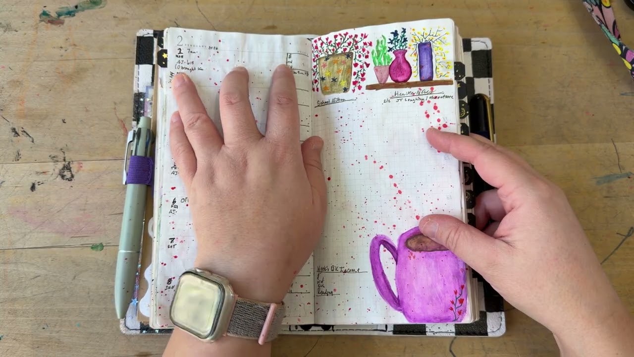January in my planners Sterling Ink N1 standard TN travelers notebook watercolor