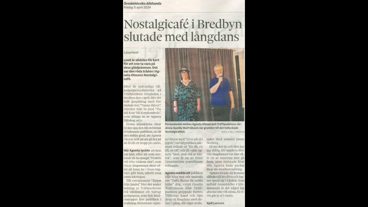 Agneta Olzzon 20240402 Tuffa flickor får snälla killar Nostalgicafé i Bredbyn