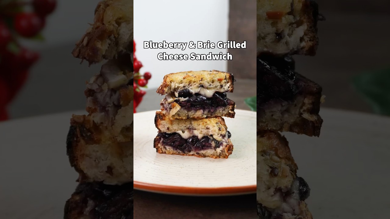 Blueberry And Brie Grilled Cheese Sandwich With Homemade Blueberry Compote